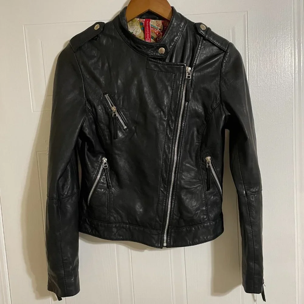 Bod & Christensen Black Leather Biker Jacket - Picture 2 of 12